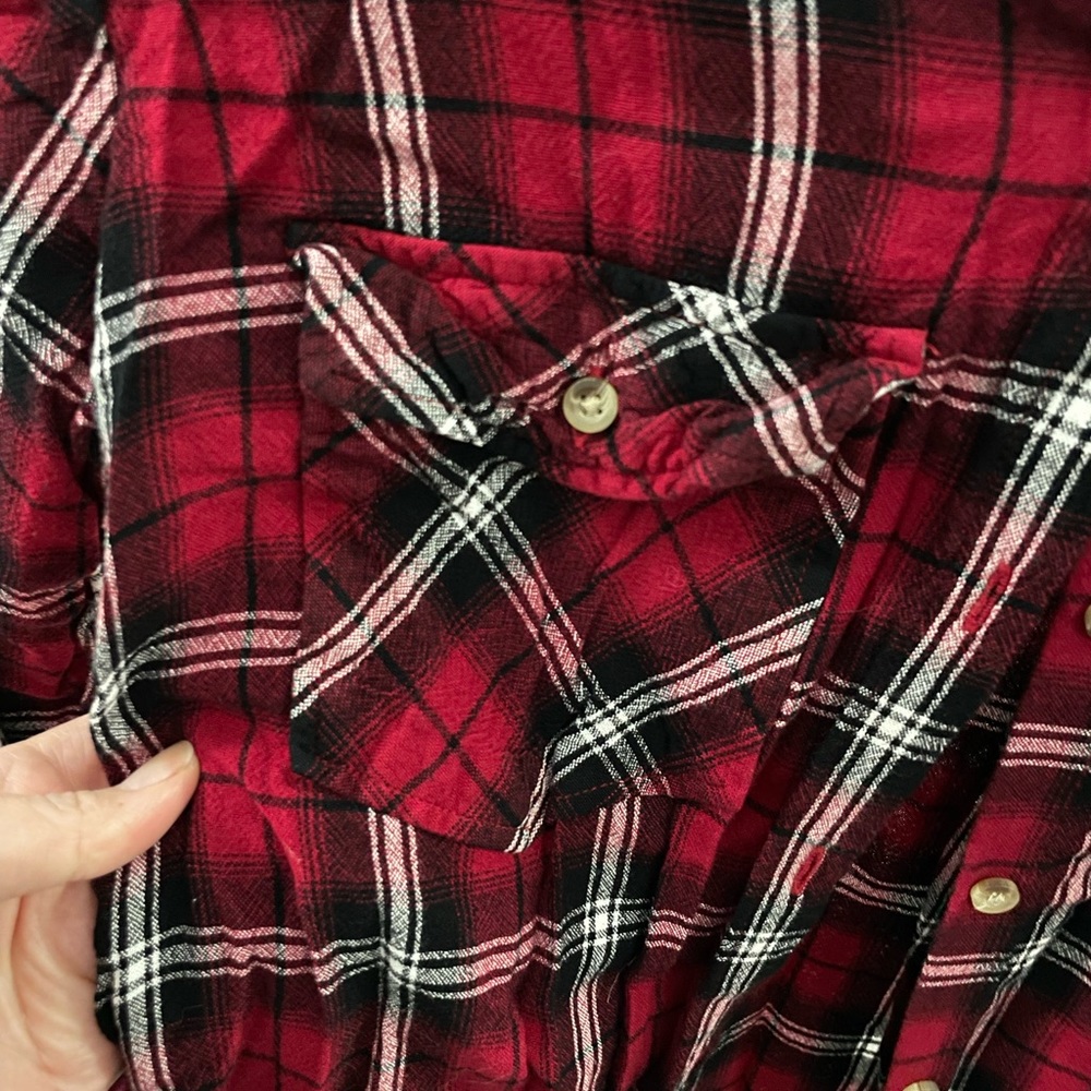 Red Plaid Button Tunic Sz S - Picture 3 of 5